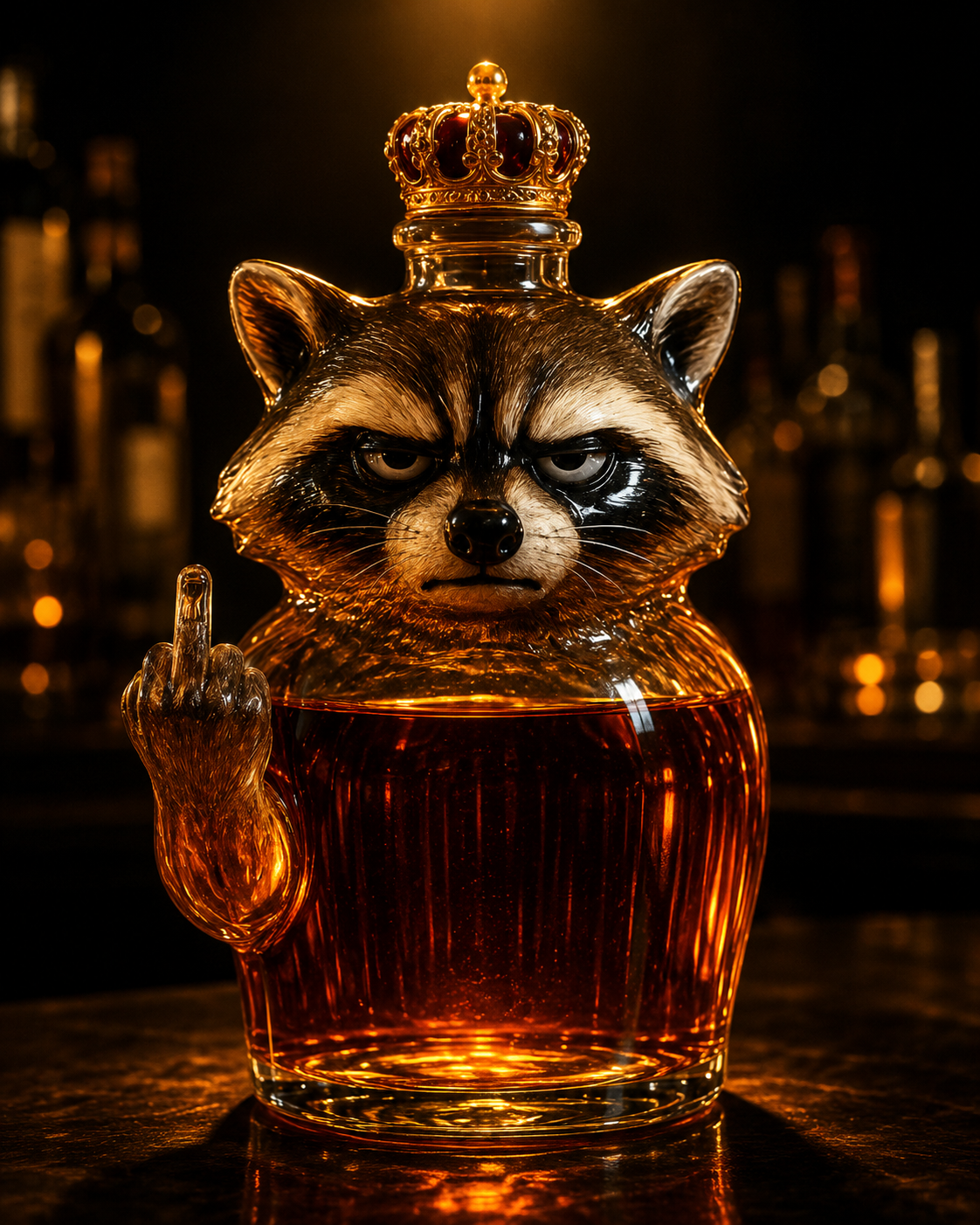 Whiskey Bottle — Raccoon Rebel Edition