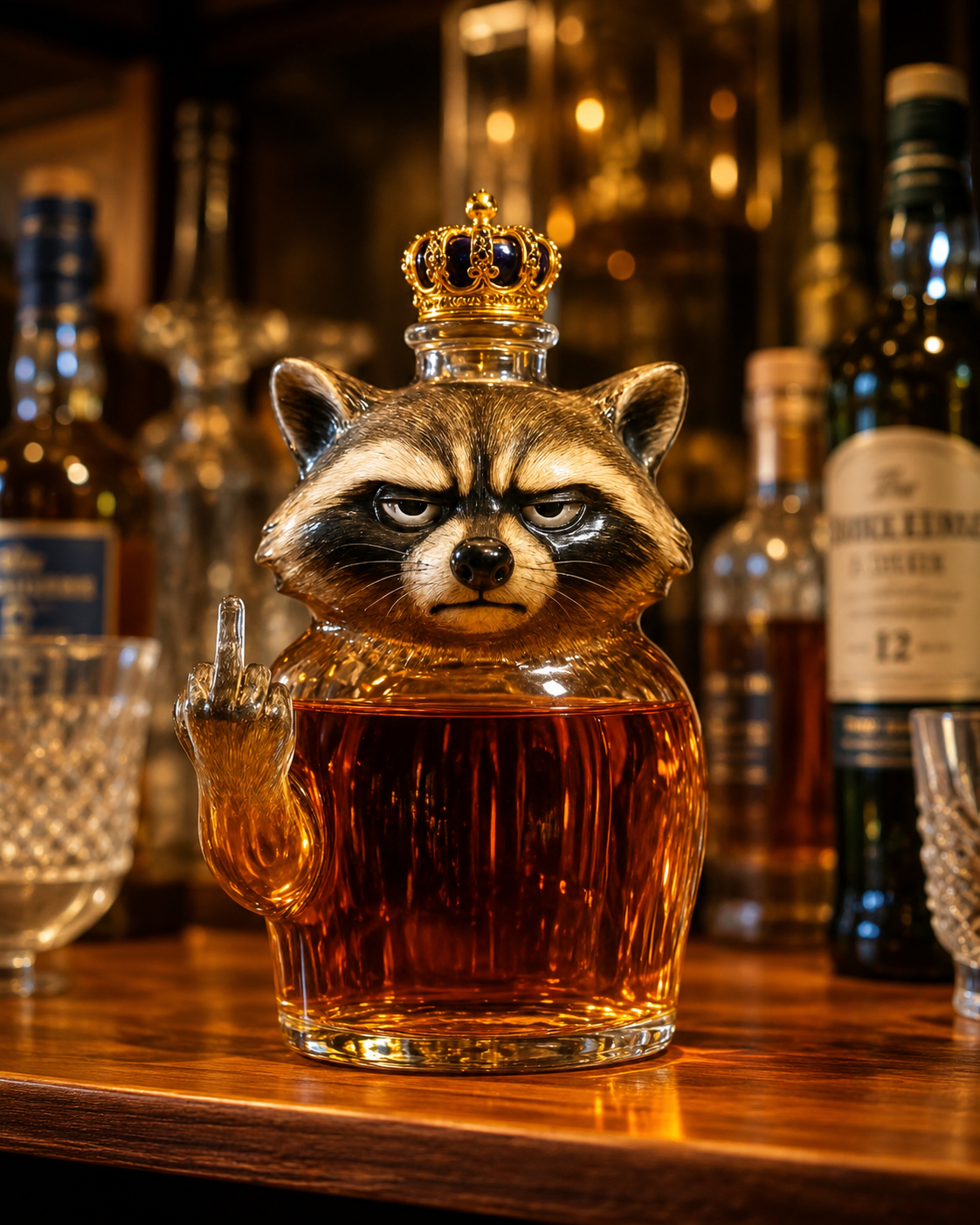 Whiskey Bottle — Raccoon Rebel Edition