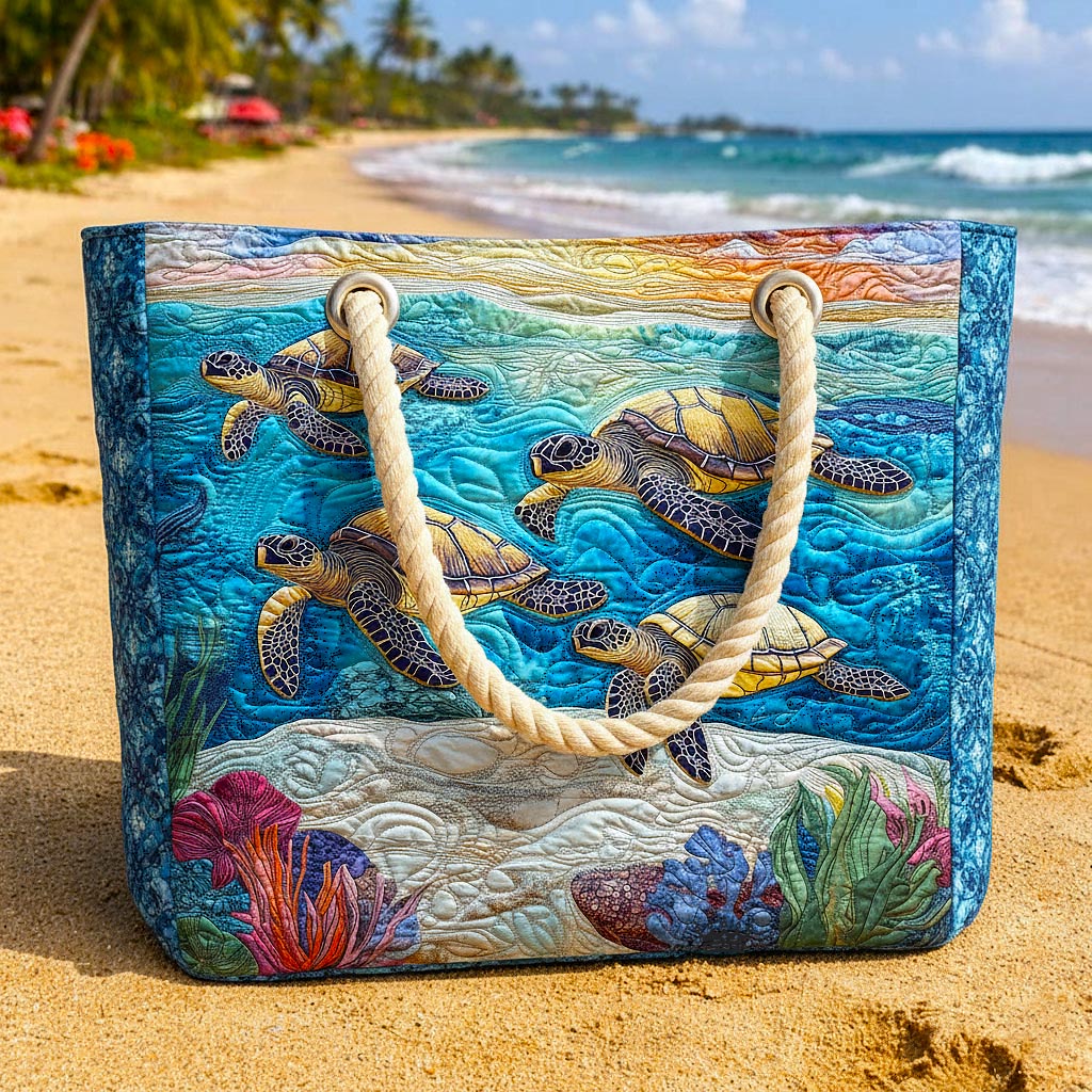 Quilted Sea Turtle Beach Bag