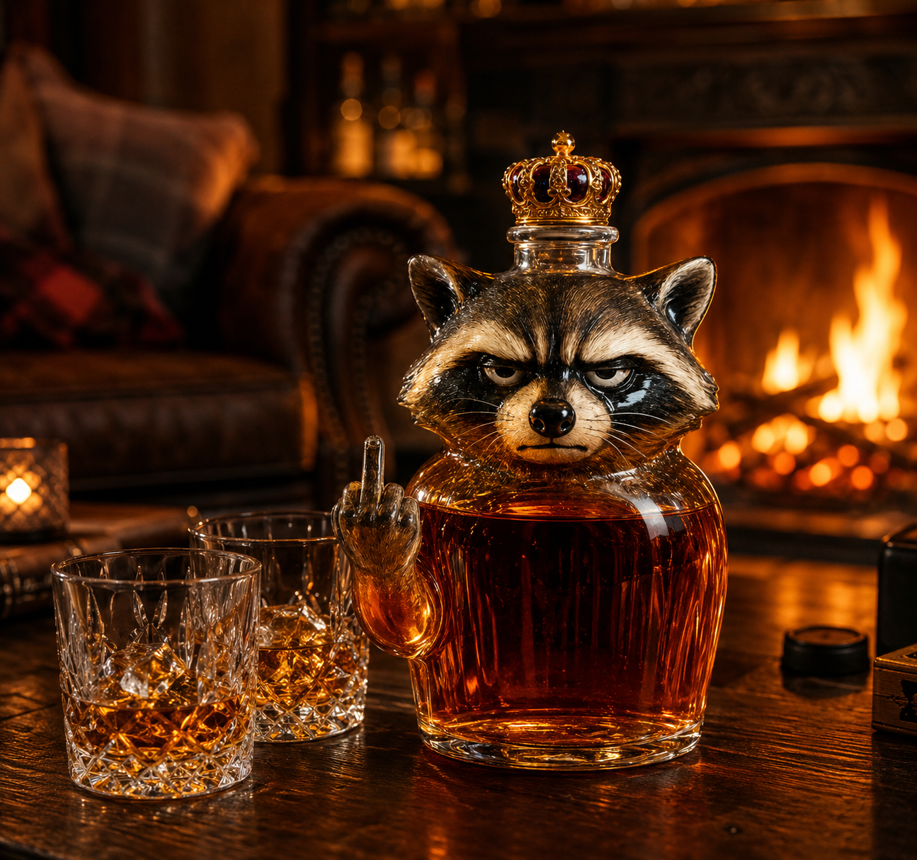 Whiskey Bottle — Raccoon Rebel Edition