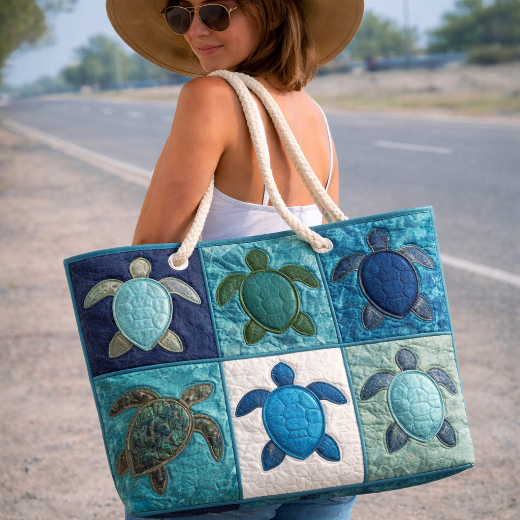 Quilted Blue Beach Bag