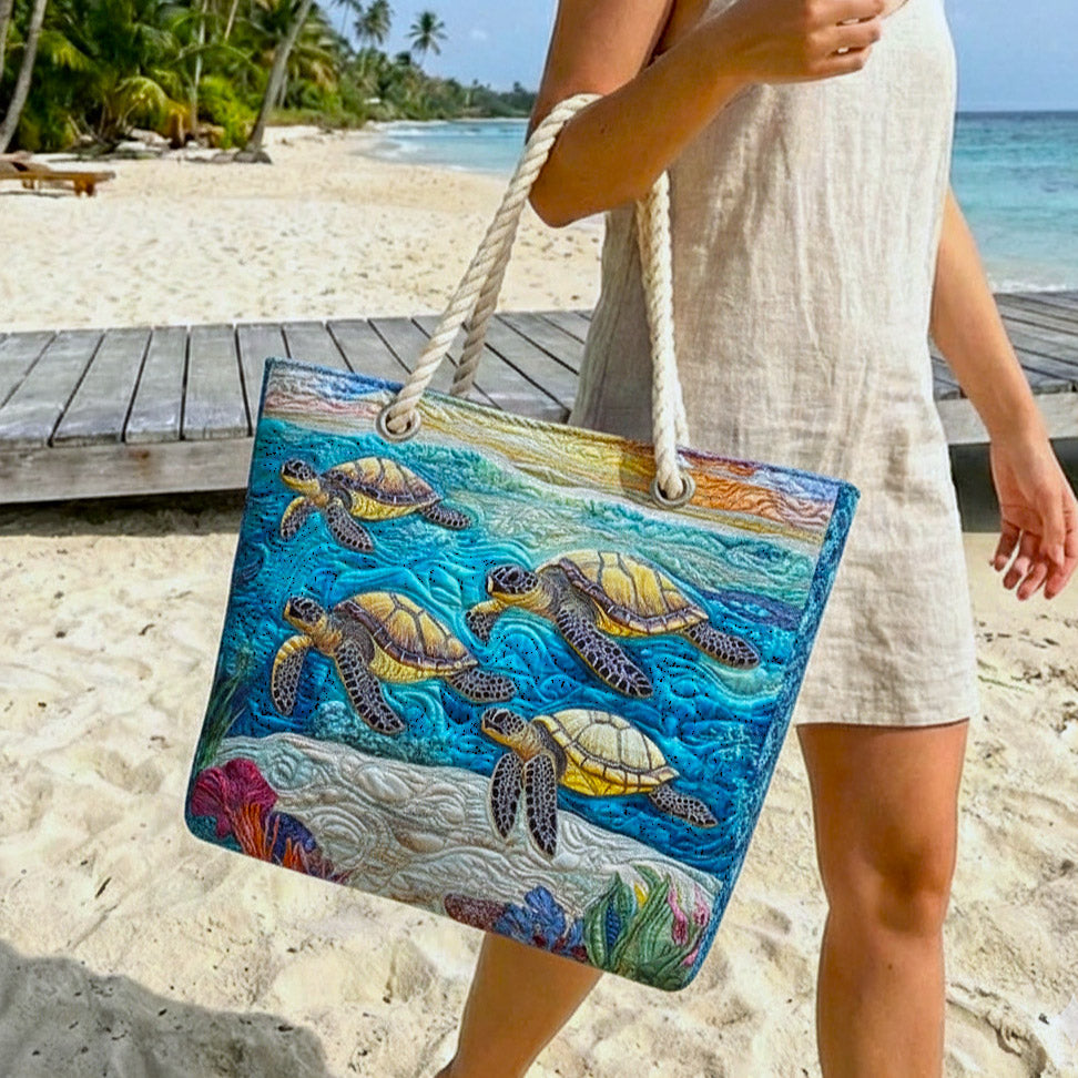 Quilted Sea Turtle Beach Bag